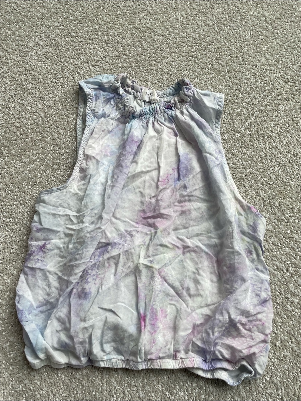 Bella D. Pastel Tie-Dye Sleeveless Blouson Tank - Lavender & White